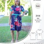 Sinclair Patterns S1032 Zoe relaxed fit dolman top and drawstring knit dress or top for women pdf sewing pattern