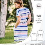 Sinclair Patterns S1032 Zoe relaxed fit dolman top and drawstring knit dress or top for women pdf sewing pattern