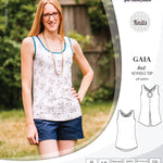 Pdf sewing pattern Gaia knit racerback keyhole tank top by Sinclair Patterns