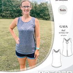 Pdf sewing pattern Gaia knit racerback keyhole tank top by Sinclair Patterns