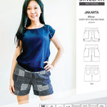 Pdf sewing pattern S1075 Jakarta woven shorts with pockets and yoga waistband by Sinclair Patterns
