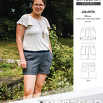 Pdf sewing pattern S1075 Jakarta woven shorts with pockets and yoga waistband by Sinclair Patterns