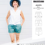 Pdf sewing pattern S1075 Jakarta woven shorts with pockets and yoga waistband by Sinclair Patterns