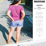 Pdf sewing pattern S1075 Jakarta woven shorts with pockets and yoga waistband by Sinclair Patterns
