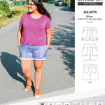 Pdf sewing pattern S1075 Jakarta woven shorts with pockets and yoga waistband by Sinclair Patterns
