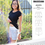 Pdf sewing pattern S1075 Jakarta woven shorts with pockets and yoga waistband by Sinclair Patterns