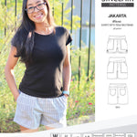 Pdf sewing pattern S1075 Jakarta woven shorts with pockets and yoga waistband by Sinclair Patterns