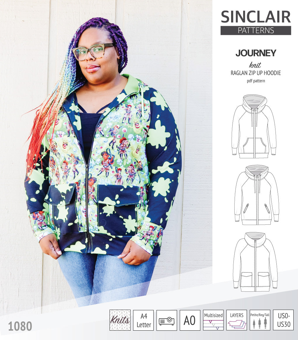 Journey zip up knit raglan hoodie with different pocket styles PDF