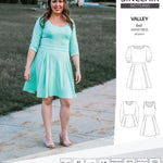 Sinclair Patterns S1086 Valley fit and flare skater dress for knit fabrics pdf sewing pattern