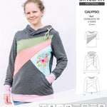 Pdf sewing pattern Hoodie top and t-shirt colorblocked and cowl for women