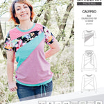 Pdf sewing pattern Hoodie top and t-shirt colorblocked and cowl for women