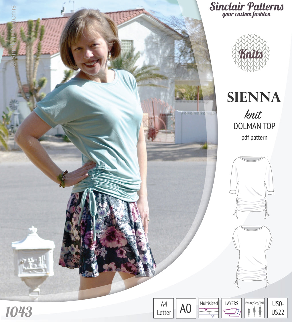 PDF Sewing pattern Sinclair Patterns S1043 Sienna drawstring dolman top