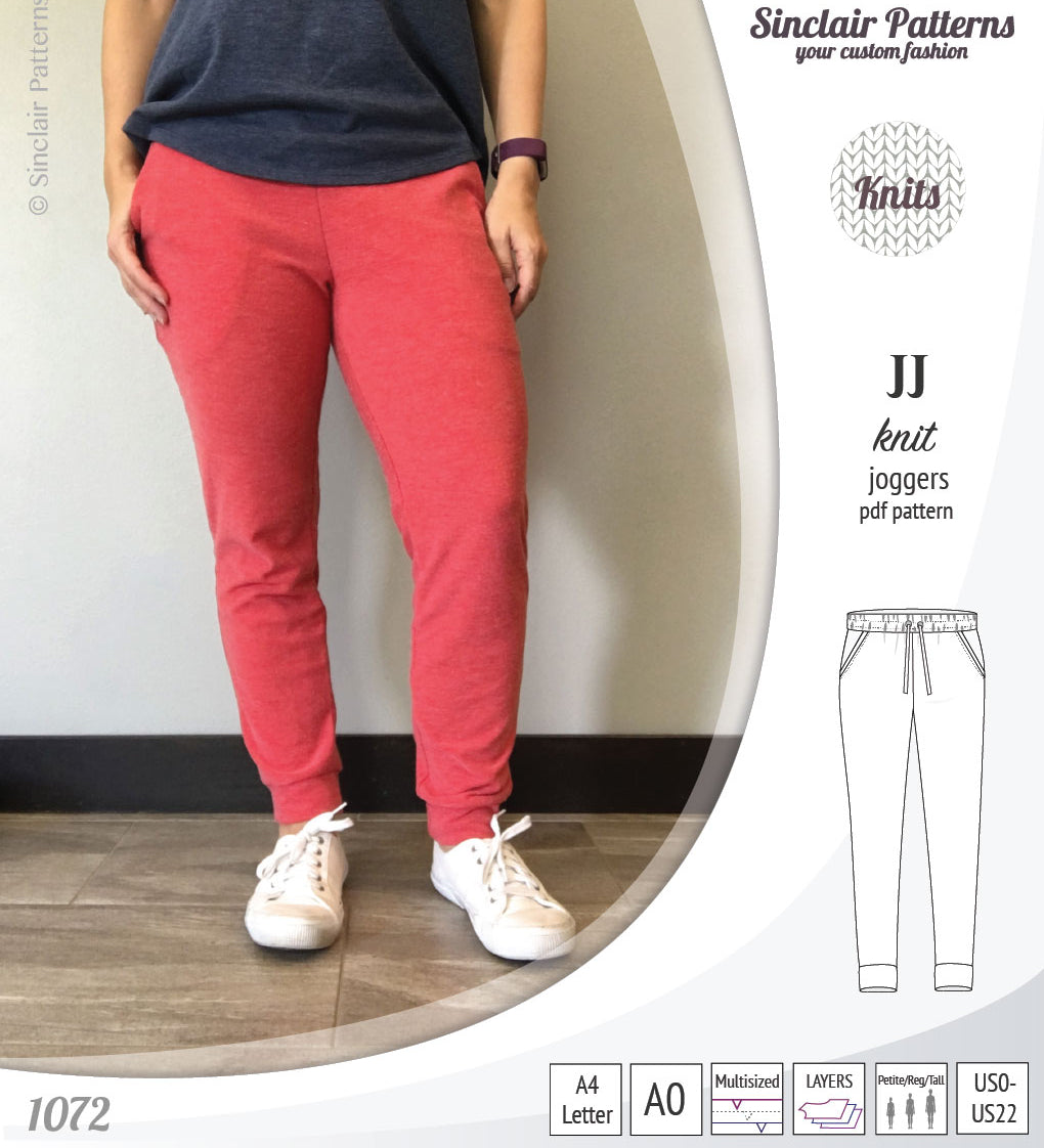 Sinclair Patterns S1072 JJ knit classic joggers for women sewing patterns pdf