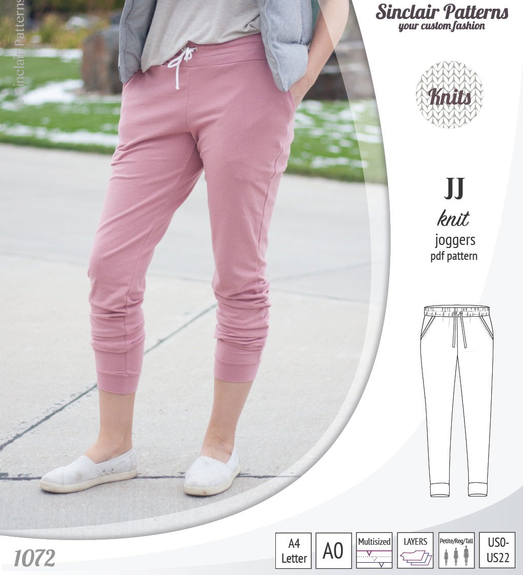 Sinclair Patterns S1072 JJ knit classic joggers for women sewing patterns pdf