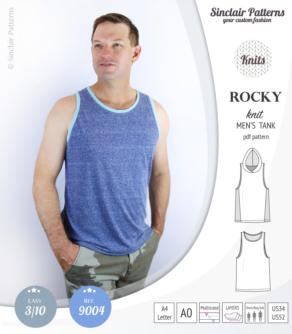 Sinclair Patterns 9004 Rocky knit tank for men pdf sewing pattern