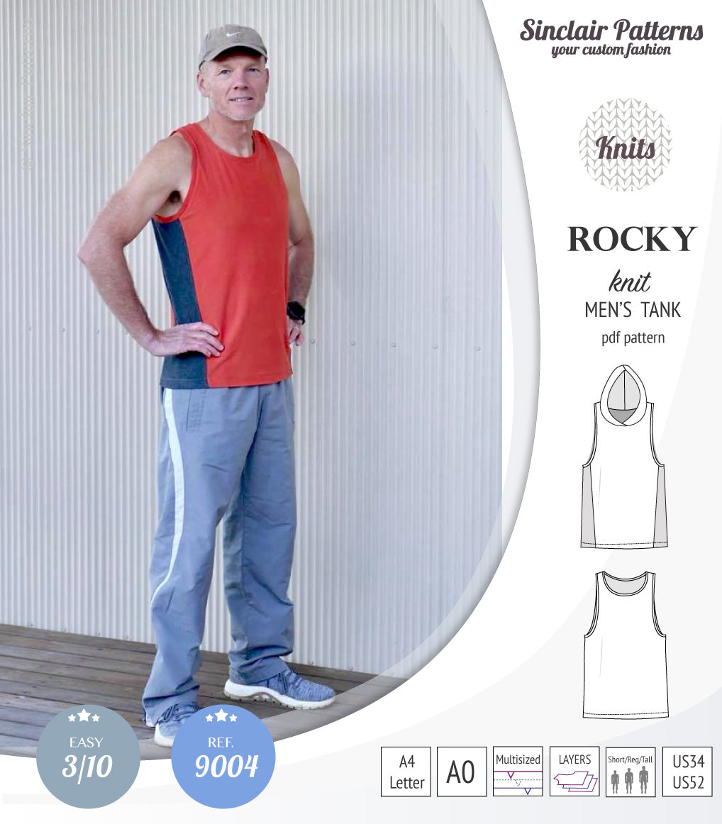 Sinclair Patterns 9004 Rocky knit tank for men pdf sewing pattern