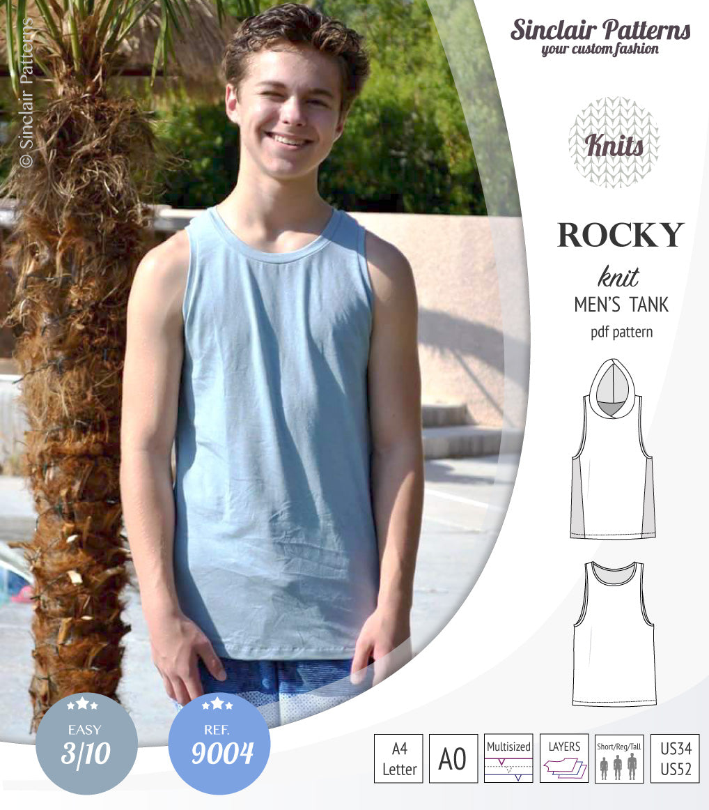 Sinclair Patterns 9004 Rocky knit tank for men pdf sewing pattern