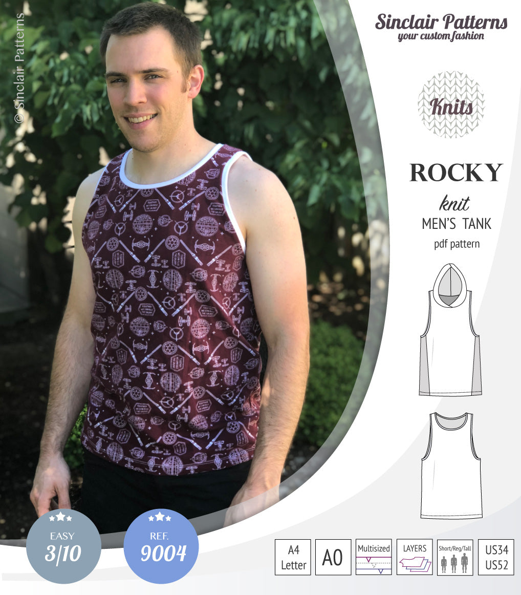 Sinclair Patterns 9004 Rocky knit tank for men pdf sewing pattern