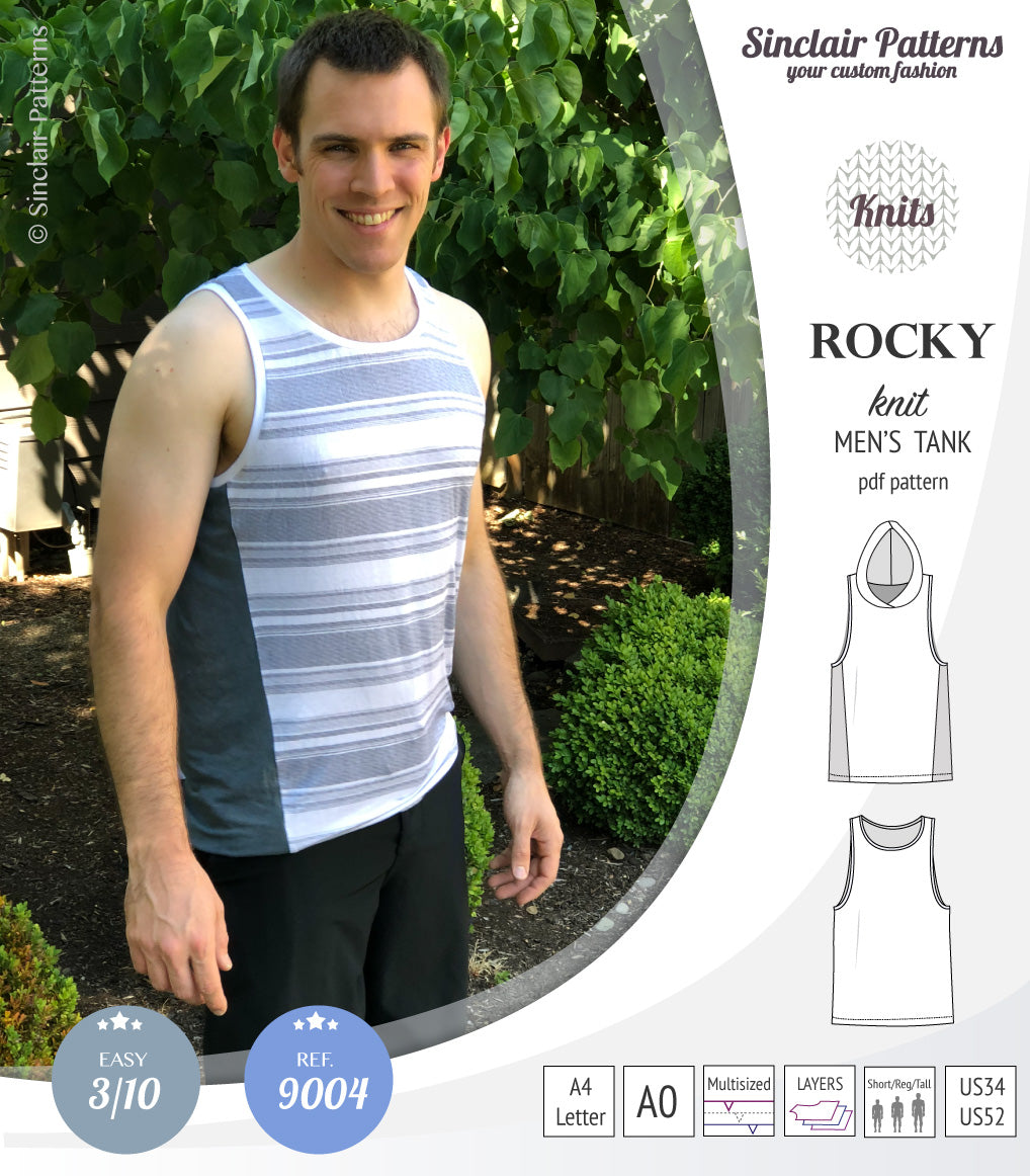 Sinclair Patterns 9004 Rocky knit tank for men pdf sewing pattern