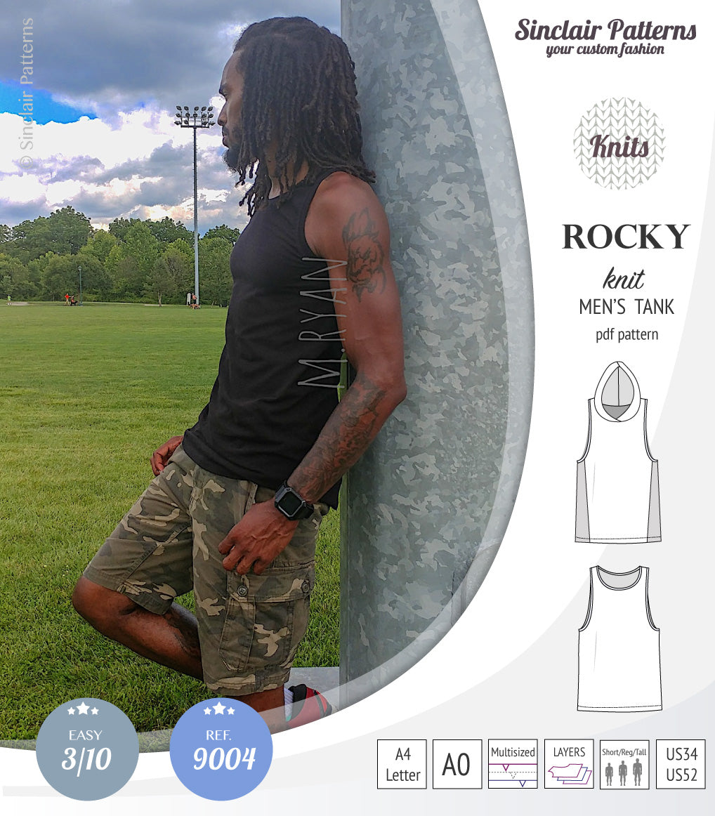 Sinclair Patterns 9004 Rocky knit tank for men pdf sewing pattern