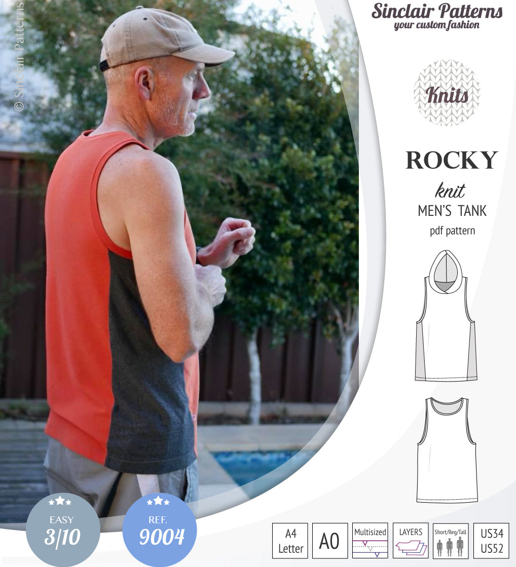 Sinclair Patterns 9004 Rocky knit tank for men pdf sewing pattern