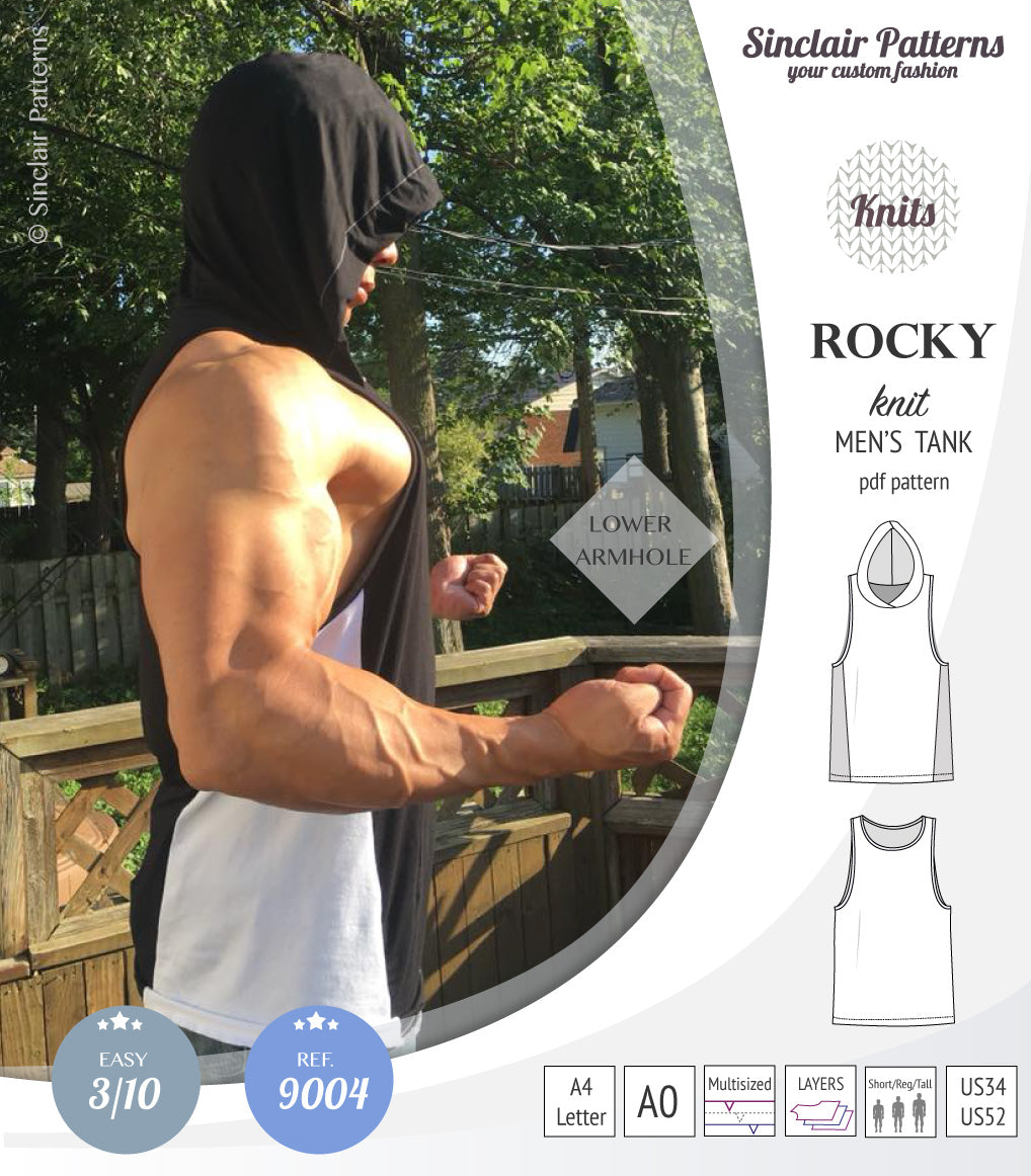 Sinclair Patterns 9004 Rocky knit tank for men pdf sewing pattern