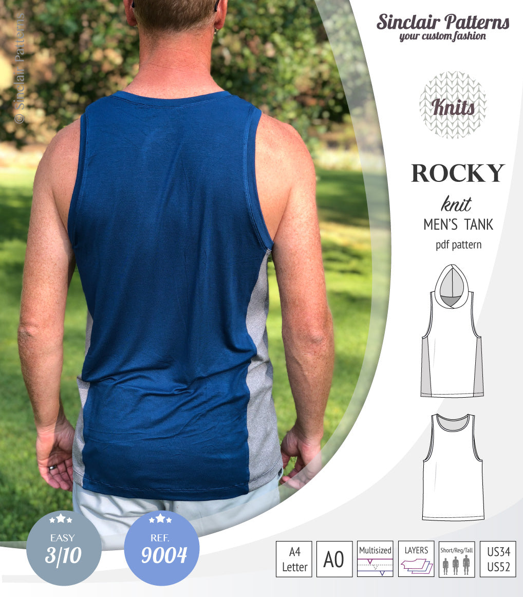 Sinclair Patterns 9004 Rocky knit tank for men pdf sewing pattern