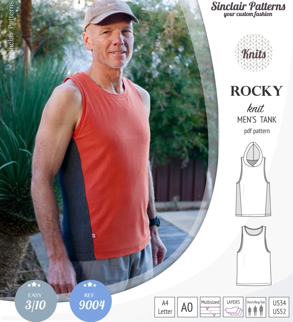 Sinclair Patterns 9004 Rocky knit tank for men pdf sewing pattern