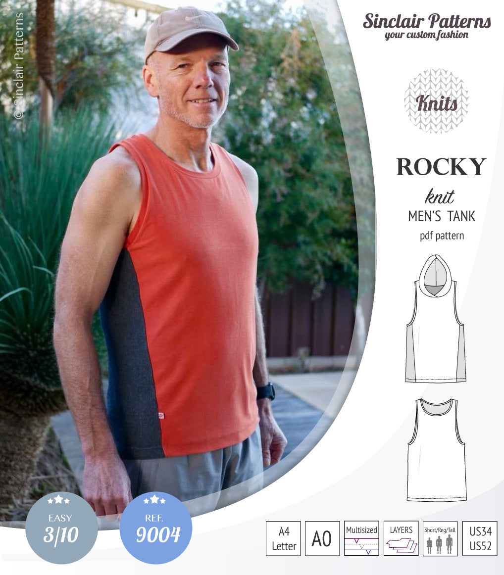 Sinclair Patterns 9004 Rocky knit tank for men pdf sewing pattern