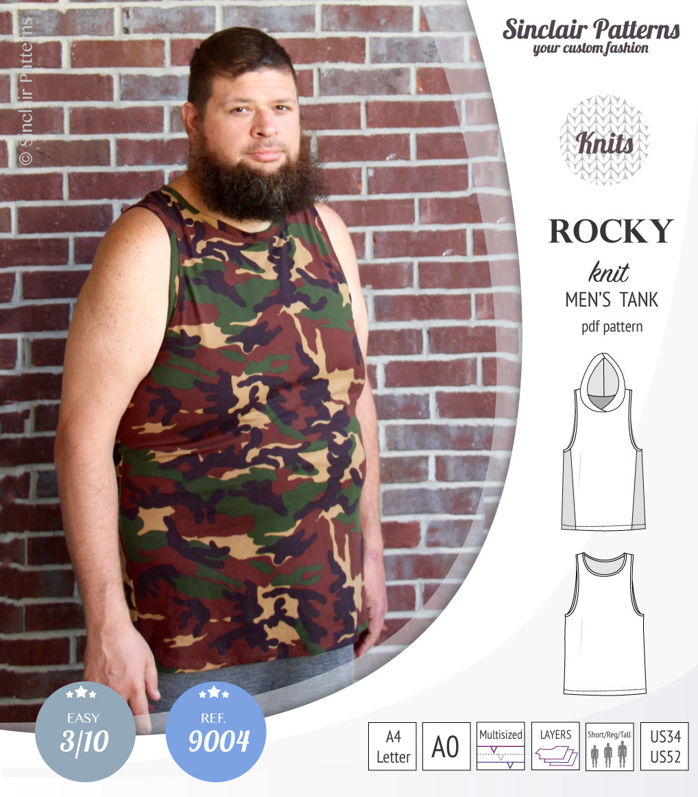 Sinclair Patterns 9004 Rocky knit tank for men pdf sewing pattern