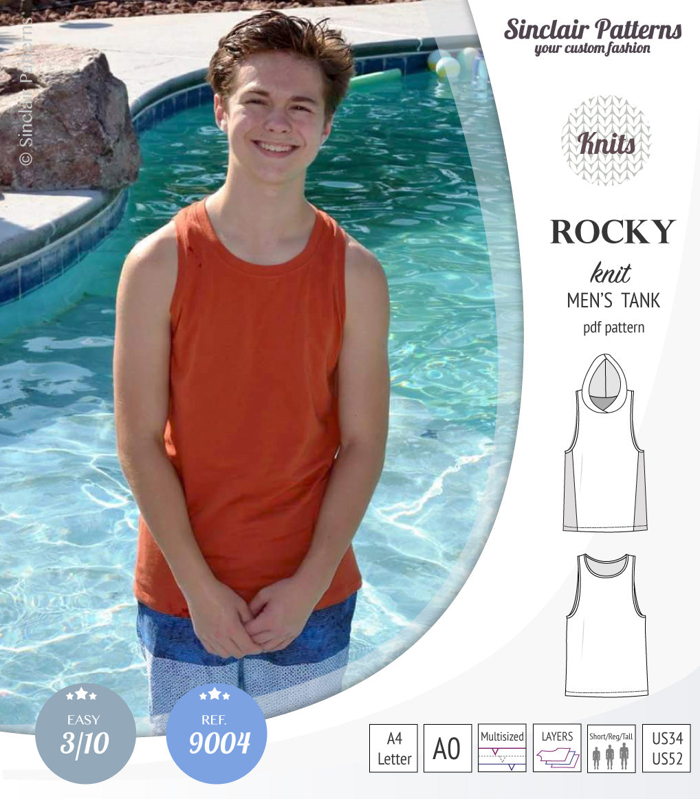 Sinclair Patterns 9004 Rocky knit tank for men pdf sewing pattern