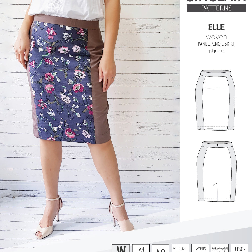 Pdf sewing pattern S1015 Elle panelled skirt Sinclair Patterns