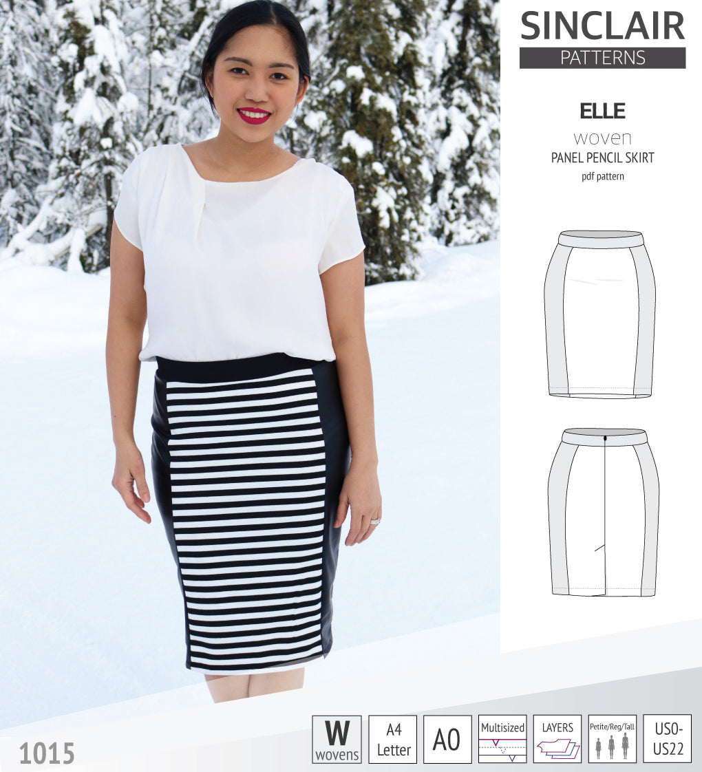 Pdf sewing pattern S1015 Elle panelled skirt Sinclair Patterns