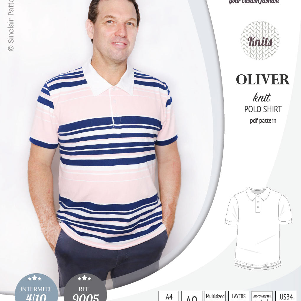 PDF sewing pattern Sinclair Patterns Classic shirt polo for men with collar or the hood