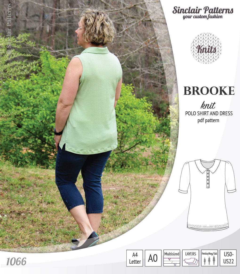 Pdf sewing pattern - Sinclair Patterns - S1066 Brooke knit polo shirt or shirt dress for women