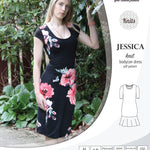 Pdf sewing pattern Jessica Bodycon dress for knit fabrics with peplum