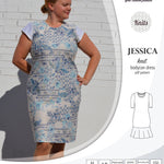 Pdf sewing pattern Jessica Bodycon dress for knit fabrics with peplum