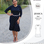 Pdf sewing pattern Jessica Bodycon dress for knit fabrics with peplum