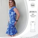 Pdf sewing pattern Jessica Bodycon dress for knit fabrics with peplum