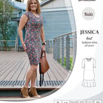 Pdf sewing pattern Jessica Bodycon dress for knit fabrics with peplum