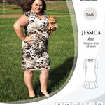 Pdf sewing pattern Jessica Bodycon dress for knit fabrics with peplum