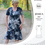 Pdf sewing pattern Jessica Bodycon dress for knit fabrics with peplum