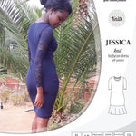 Pdf sewing pattern Jessica Bodycon dress for knit fabrics with peplum