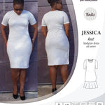 Pdf sewing pattern Jessica Bodycon dress for knit fabrics with peplum