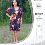 Pdf sewing pattern Jessica Bodycon dress for knit fabrics with peplum