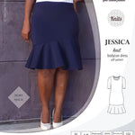 Pdf sewing pattern Jessica Bodycon dress for knit fabrics with peplum