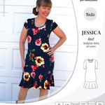 Pdf sewing pattern Jessica Bodycon dress for knit fabrics with peplum