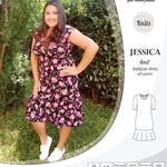 Pdf sewing pattern Jessica Bodycon dress for knit fabrics with peplum