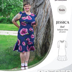 Pdf sewing pattern Jessica Bodycon dress for knit fabrics with peplum