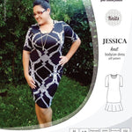 Pdf sewing pattern Jessica Bodycon dress for knit fabrics with peplum